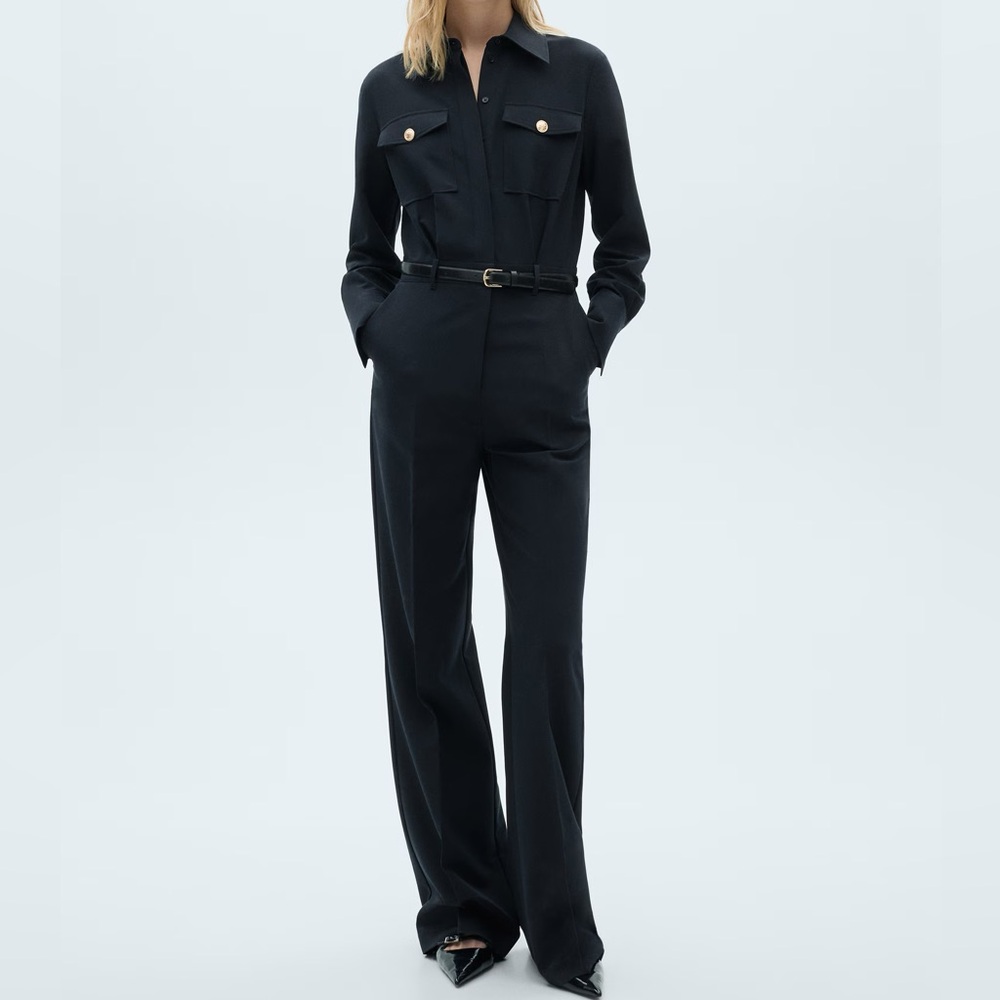 Mango Black Straight Leg Jumpsuit